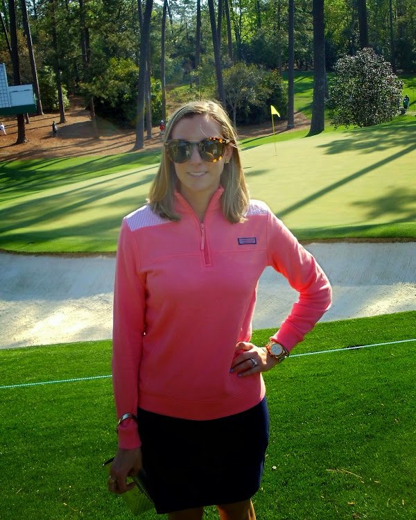 pink golf outfit at Masters