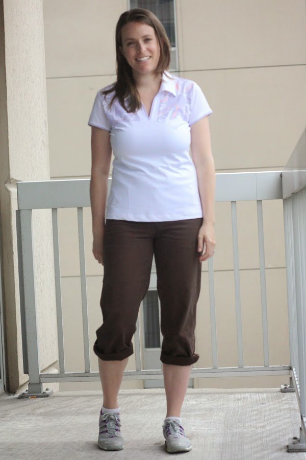 golf attire capris and white shirt