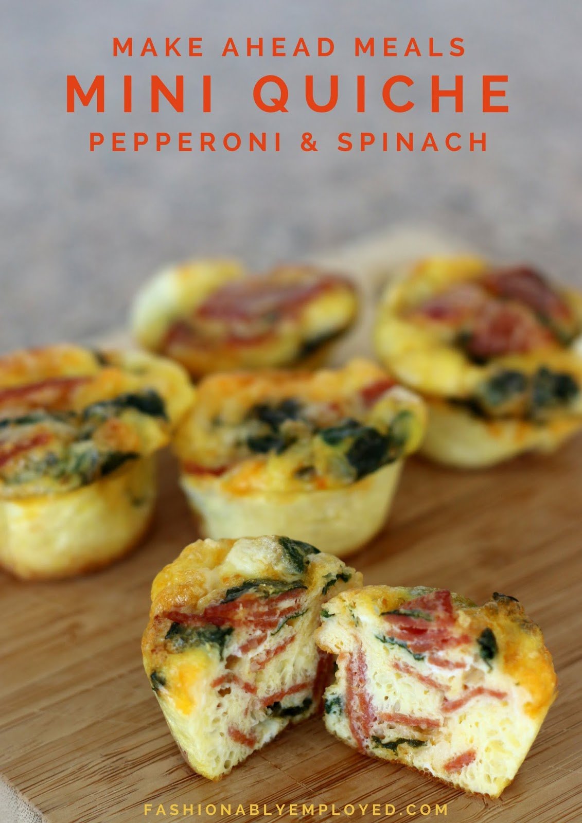 FashionablyEmployed.com | Kid-Friendly "Parisian" Inspired Lunch | Make Ahead Meal: Mini Quiche with Pepperoni & Spinach, family breakfast, lunch or dinner, easy meal prep, cook with kids