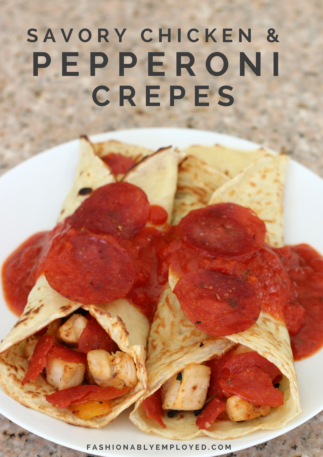 FashionablyEmployed.com | Kid-Friendly "Parisian" Inspired Lunch | Pepperoni & Chicken crepes with spinach and bell peppers, family lunch or dinner, easy meal prep, cook with kids