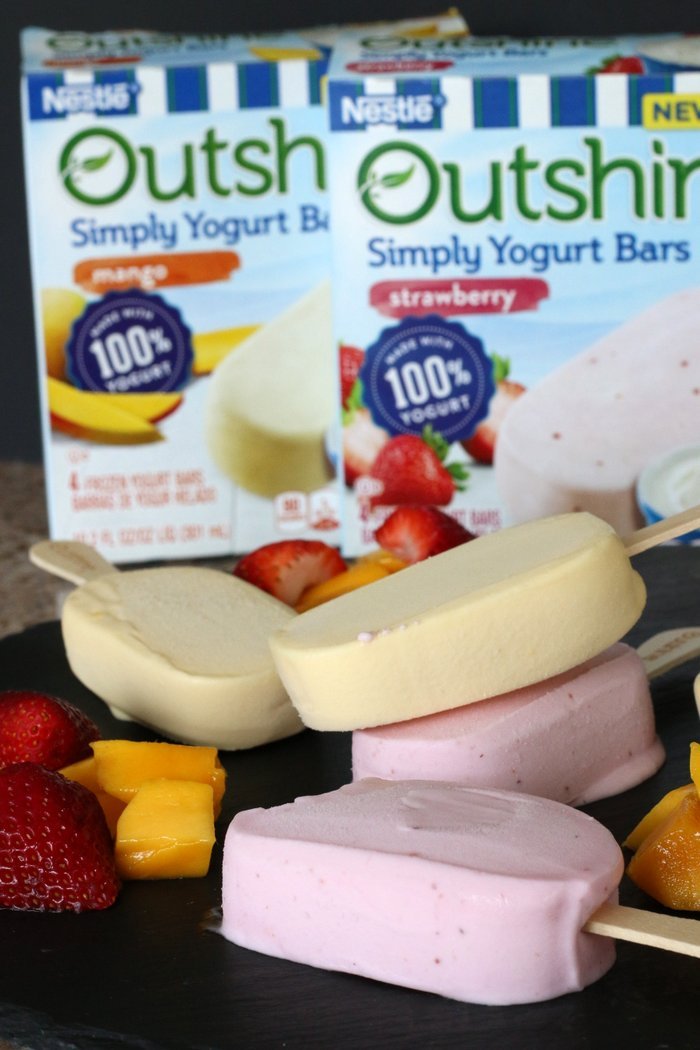 Outshine frozen yogurt bars in mango and strawberry