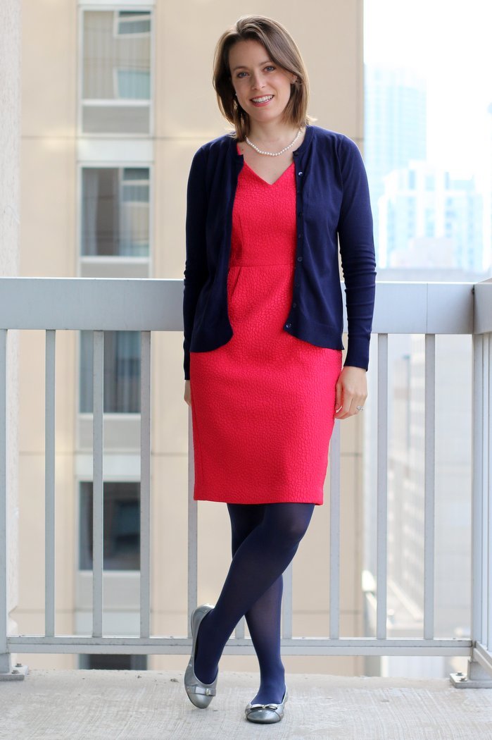 pink dress and cardigan