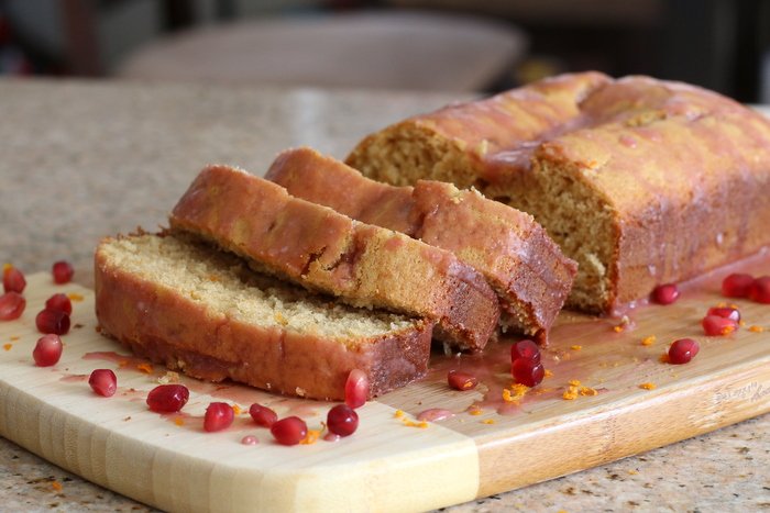 Want to teach your kids to enjoy and appreciate all kinds of food? Get them involved in the kitchen and make this kid-friendly orange pound cake with pomegranate glaze. Delicious and easy with simple ingredients.