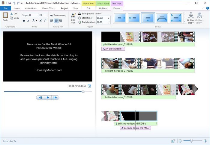 4-Windows Movie Maker Text Edit Tools