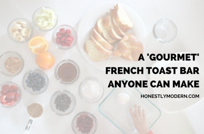 Need an idea for a fun and fancy breakfast or brunch without the fuss? Check out this easy French Toast Bar even the most basic culinary skills can master. Click through for tips, toppings ideas, and more.