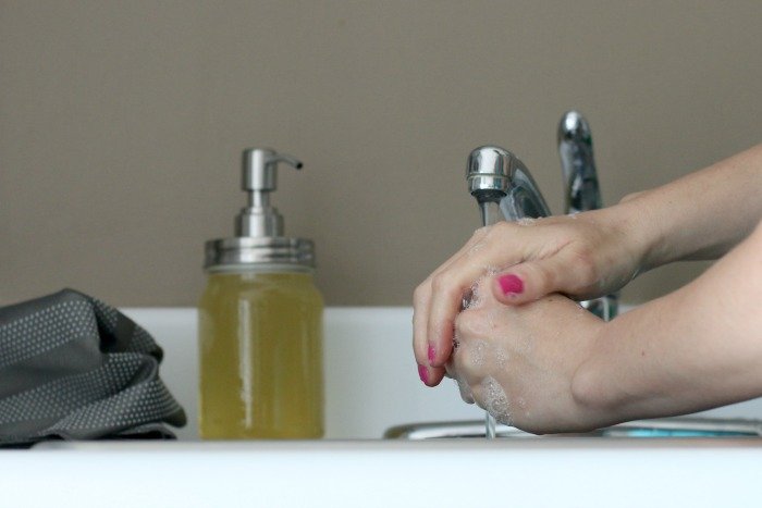 washing hands - suds with DIY handsoap