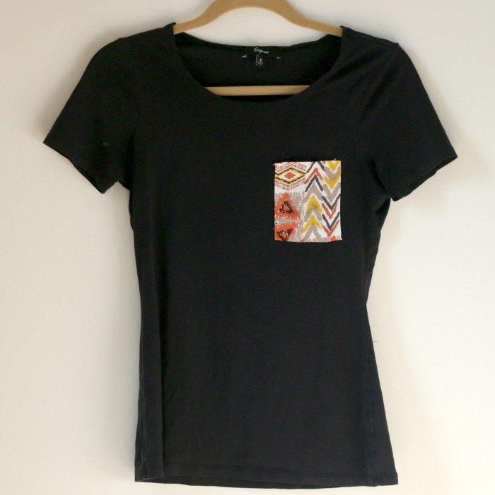 black tshirt DIY after with accent pocket
