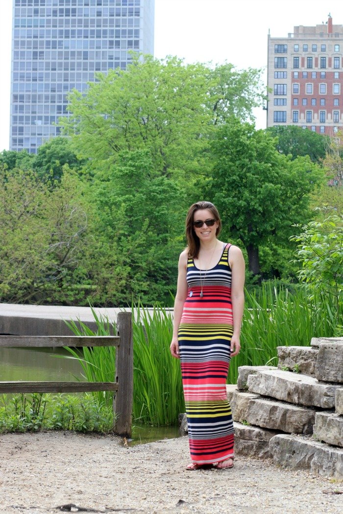 striped maxi dress in summer style