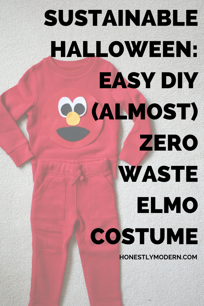 Make Halloween a little easier with this easy DIY Elmo costume any beginner can make. They're almost zero waste and will be useful long after trick-or-treating. Click through to check out the step-by-step tutorial.