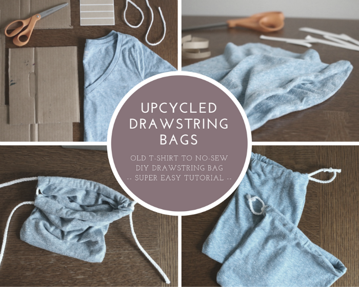 Repurpose an old t-shirt into a No-Sew Super Easy Upcycled Drawstring Bag. It's super simple and you can finish in less than 30 minutes. Check it out now and put your old t-shirts to good use!