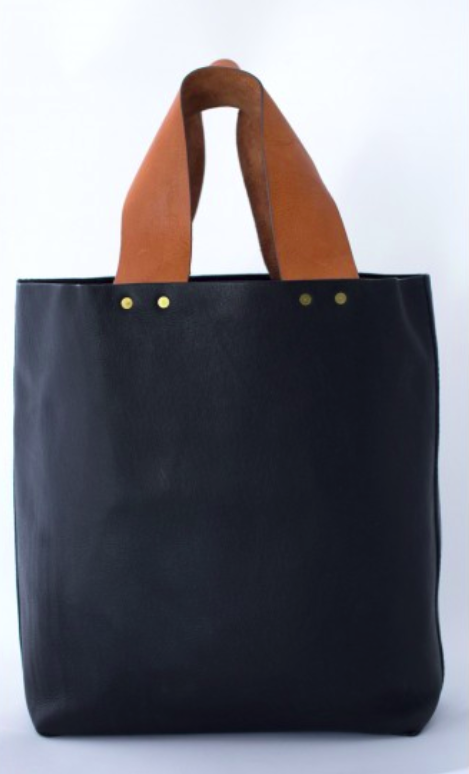 *Limited Edition* Ethical Leather Tote In Caramel And Black