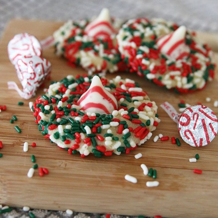 Zero Waste Peppermint Candy Kiss Thumbprint Cookies