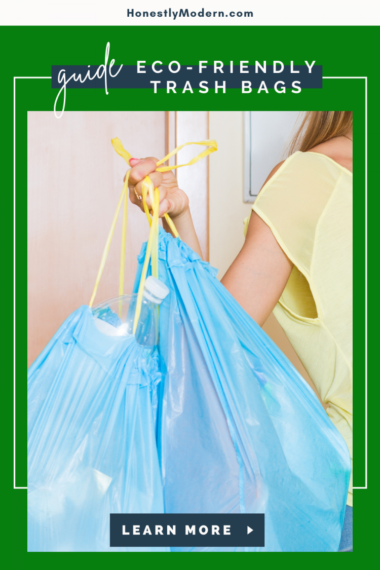 Man throwing out black eco-friendly recyclable trash bag in to big