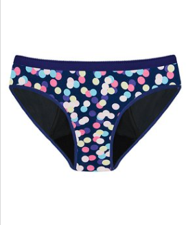 Thinx period panties in blue with polka dots