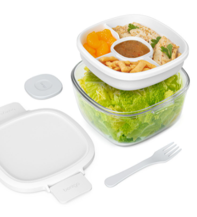 Glass reusable salad container