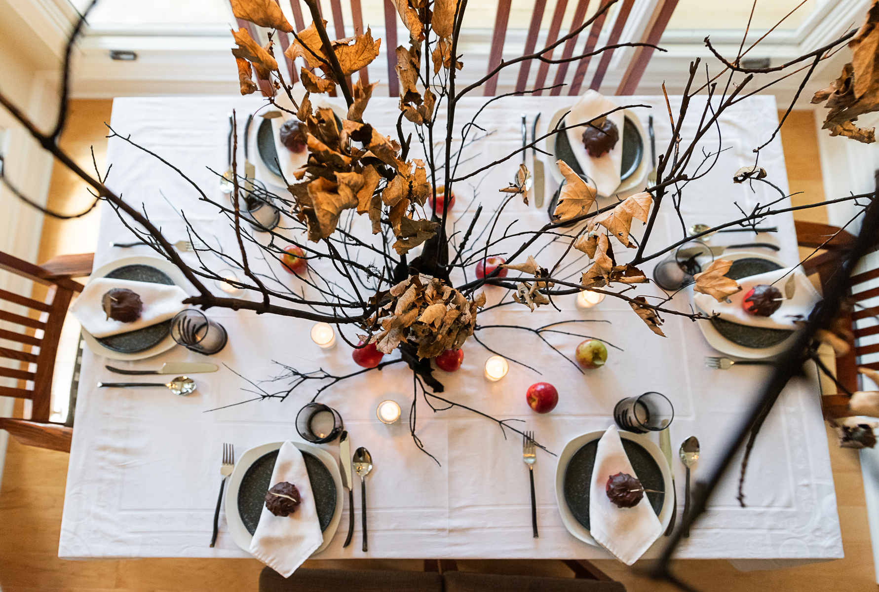 Cheap DIY Halloween Decorations: Haunted Orchard Tablescape