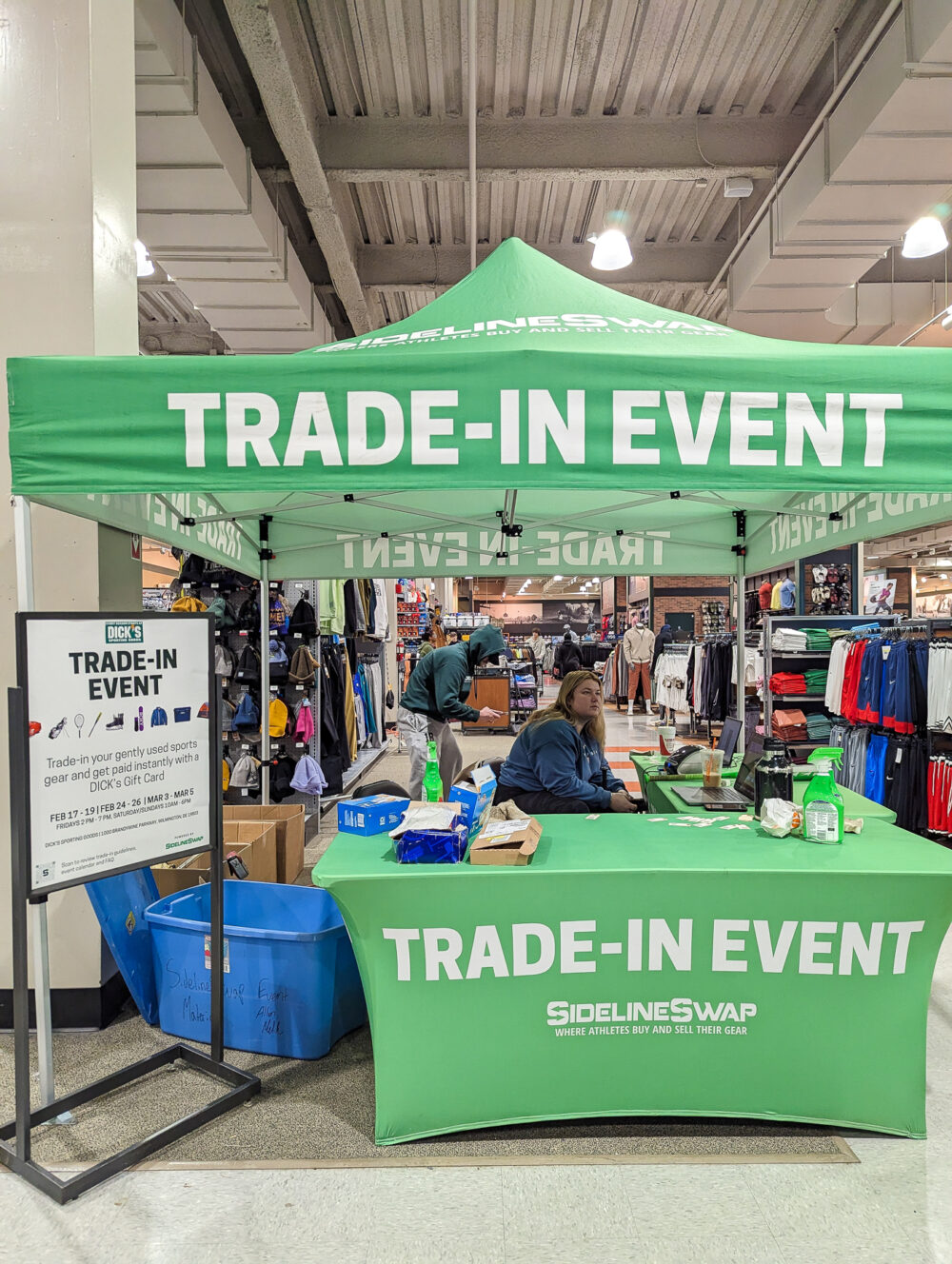 Table for Sideline Swap Trade-in Event for Sports Equipment