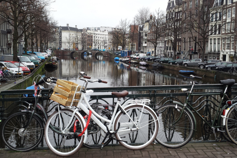 bicycles on a bridge for family biking