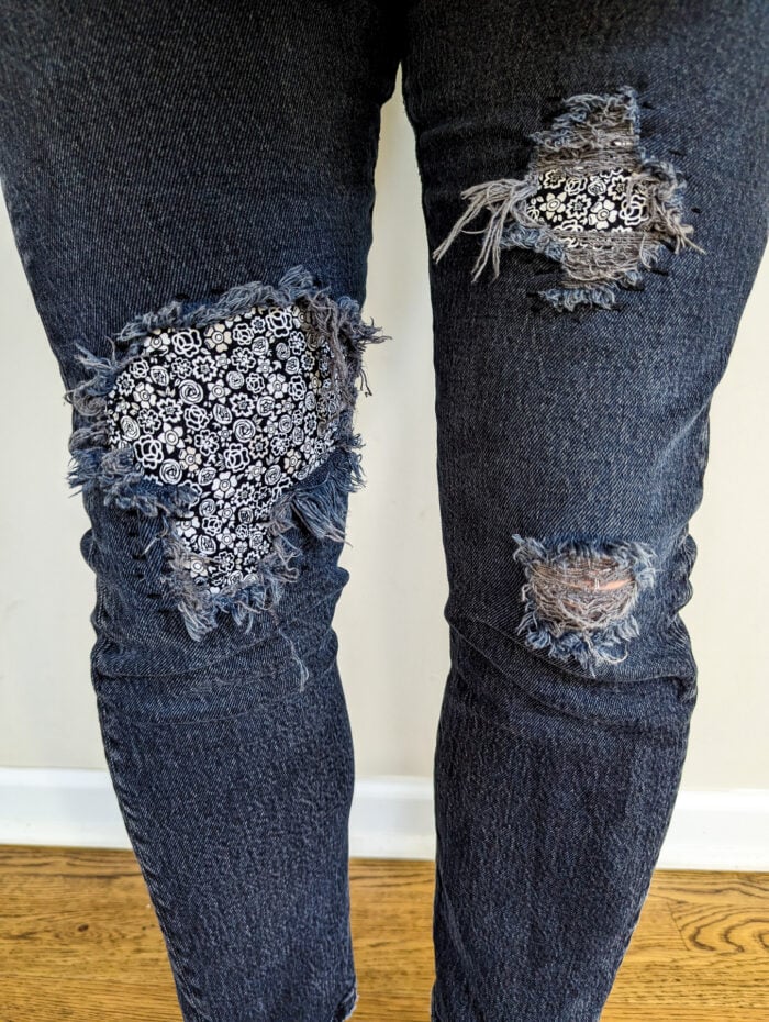 New Life for Thrifted Jeans with DIY Visible Mending - Honestly Modern